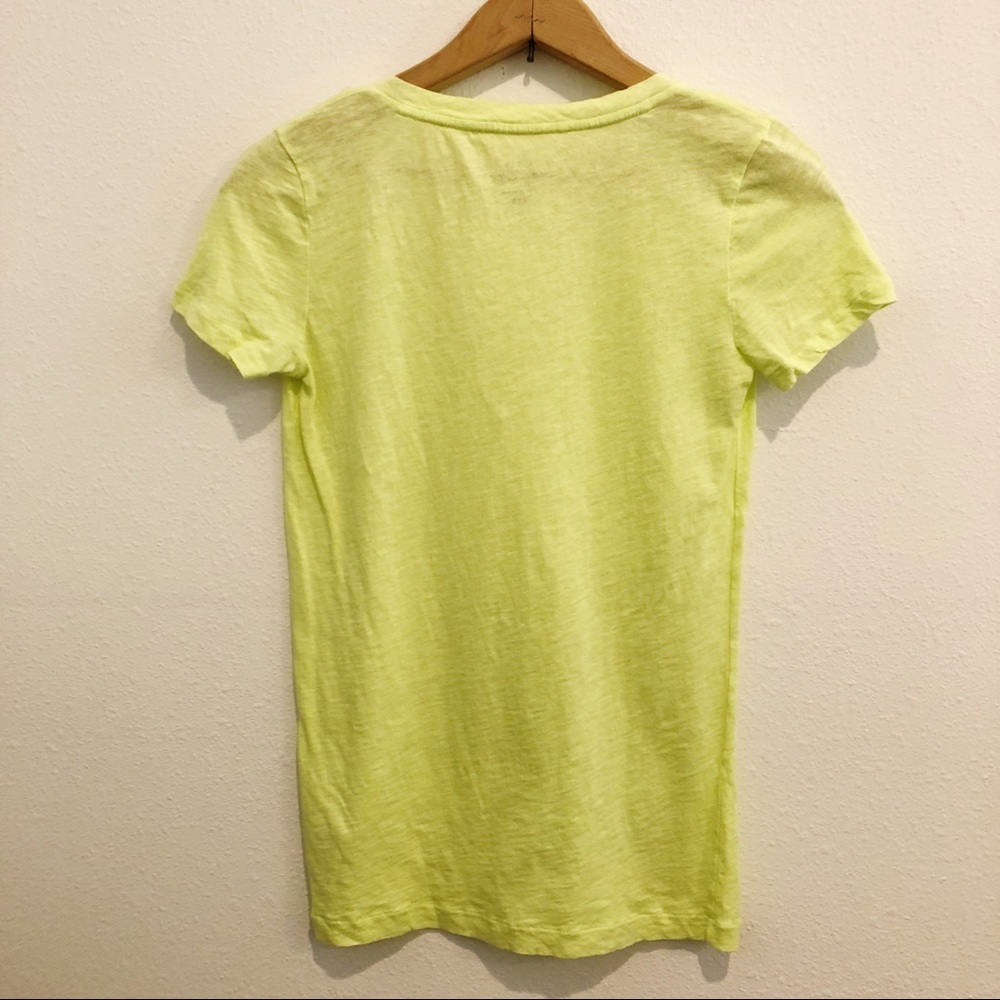 J. Crew Bright Yellow Vintage Cotton V-Neck Tee Preppy - Picture 3 of 4